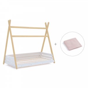 Cama júnior Montessori madera 90x200 cm + toldo Cremarosa · Homy Life XL