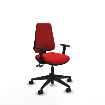 Elche AS similpiel rojo brazos 1D base piramidal ruedas nailon 65mm
