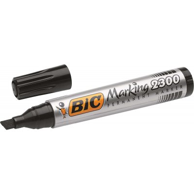 Bic Marking 2300 Ecolutions Rotulador Permanente - Punta Biselada - Trazo 3,7 - 5,5mm - Tinta con Base de Alcohol - Secado Rapido - Color Negro