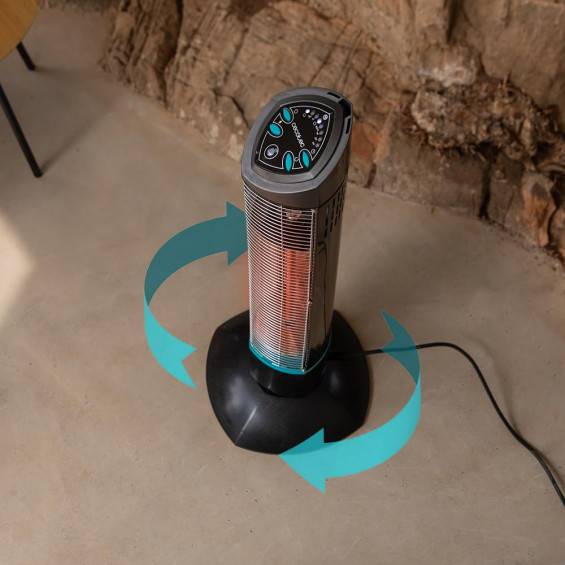 Calefactor de exterior halógeno Cecotec ReadyWarm 1000 Power Tower, 1.000 W, 2 potencias, mando a distancia, negro - imagen 9