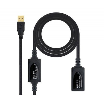 Cable Alargador USB 2.0 Nanocable 10.01.0212/ USB Macho - USB Hembra/ 10m/ Negro