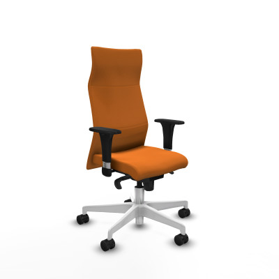 Albacete XL sincro similpiel naranja brazos 1D base blanca ruedas 65 mm nailon