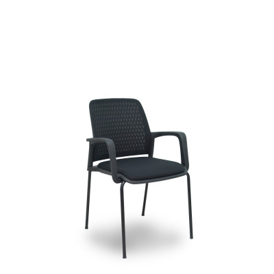 Pack 4 sillas Opti519 respaldo malla negra asiento tela negra