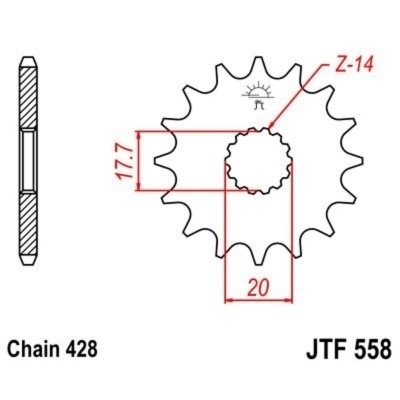 Piñon JT 558 de acero con 17 dientes JTF558.17
