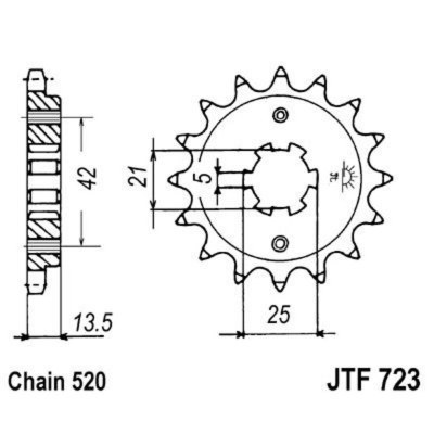 Piñon JT 725 de acero con 14 dientes JTF725.14