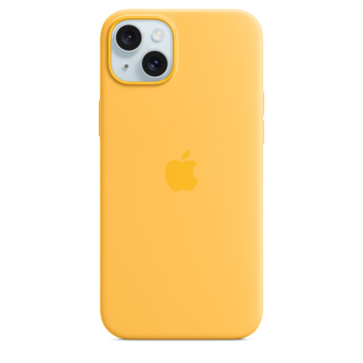 Funda de silicona con MagSafe para el iPhone 15 Plus - Amarillo solar
