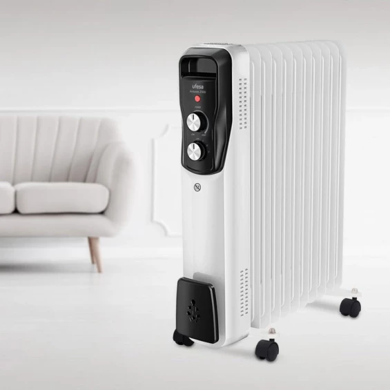 Radiador de aceite Ufesa Antares 2500, 2.500 W, 11 elementos, termostato regulable, blanco - imagen 2