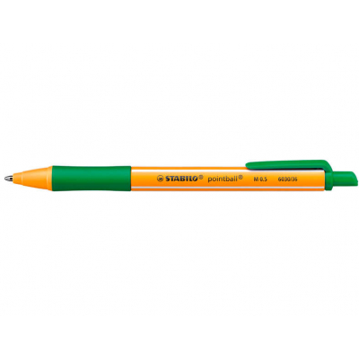 Stabilo Pointball Boligrafo Retractil - Punta de 1mm - Tinta con Base de Aceite - Recargable - 79% Plastico Reciclado - Grip Antideslizante - Color Verde