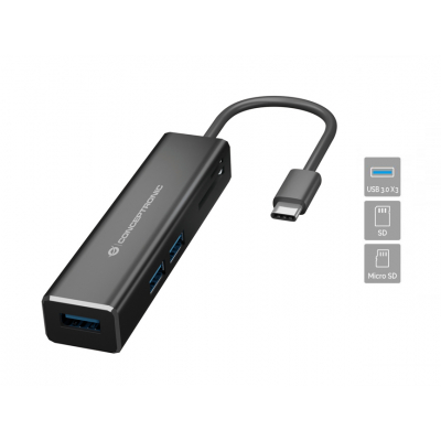 DONN08B base para portátil y replicador de puertos USB 3.2 Gen 1 (3.1 Gen 1) Type-C Negro