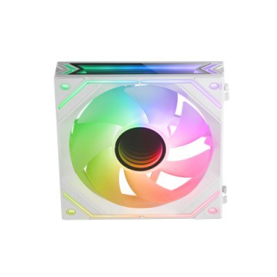 MARS GAMING MF-LINKFINITY, 120MM PWM MODULAR FAN, LINKFINITY CONTACT SYSTEM, INFINITY MIRROR ARGB 360º, WHITE