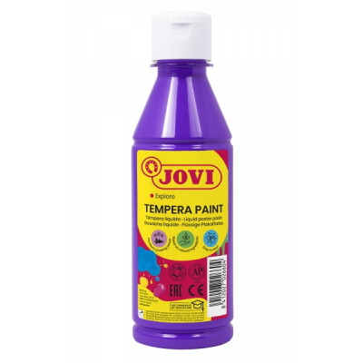 Jovi Tempera Paint Tempera Liquida 250ml - Base Agua - Lista para Usar - Alto Poder Cubriente - Secado Rapido - Excelente Fluidez - Adherencia en Multiples Superficies - Color Violeta