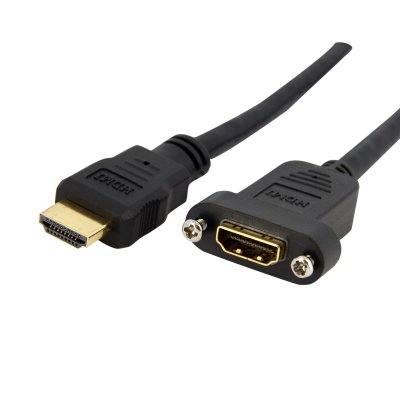 Cable Adaptador de 0,9m HDMI Hembra a Macho, Cable HDMI de Alta Velocidad 4K de Montaje en Panel, HDMI UHD 4K 30Hz, Ancho de Banda de 10,2Gbps, HDMI Hembra a Macho 4K