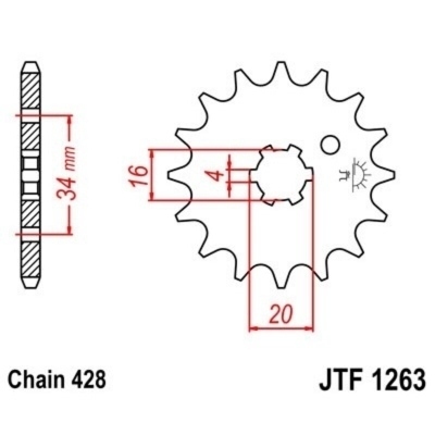 Piñon JT 1263 de acero con 12 dientes JTF1263.12