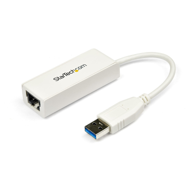 Adaptador Tarjeta de Red Externa NIC USB 3.0 a Ethernet Gigabit de 1 Puerto - 1x RJ45 Hembra - 1x USBA - 10/100/1000 - Adaptador LAN Externo - Blanco