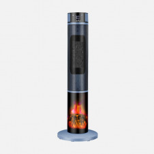 Termoventilador Vertical Ceramico Everton 2000w Azul/Negro C/remoto 2pot.4fun.oscilante Antivuelco,efecto Llama 78x25x25cm