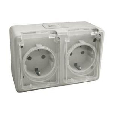 Base Enchufe Schuko Doble Superficie Estanco IP44