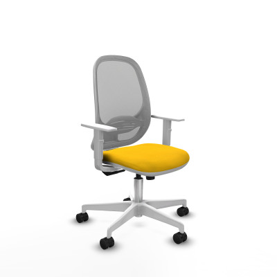 Cilanco blanca sincro malla gris bali amarillo brazos blancos base blanca ruedas 65mm nailon