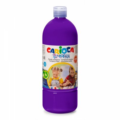Carioca Botella de Tempera - 1000ml - Colores Superlavables - Faciles de Mezclar - Aplicable en Materiales Porosos - Alta Opacidad - Color Morado