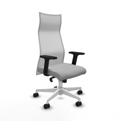 Albacete malla sincro malla blanca bali gris claro brazos 2D base blanca ruedas 65 mm nailon
