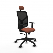 Piqueras y Crespo Motilla traslack malla negra bali marr?n brazos 1D base piramidal cabecero fijo ruedas 65mm nailon