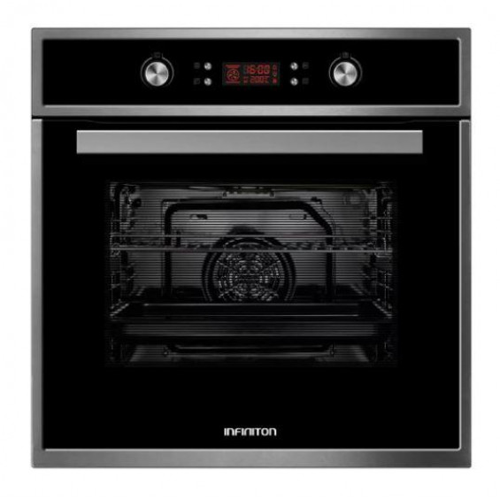 Horno multifunción Infiniton CA6516, 65 litros, 9 funciones, 3000 W, display LED, guías telescópicas, triple cristal, clase A, inox y negro