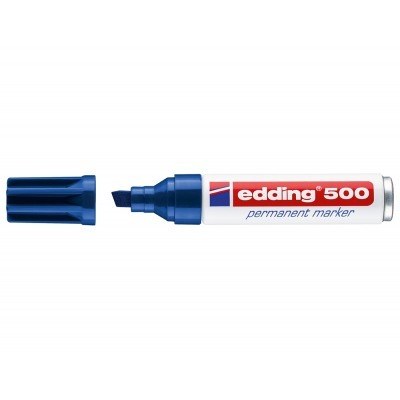 Edding 500 Rotulador Permanente - Punta Biselada - Trazo entre 2 y 7 mm. - Recargable - Secado Instantaneo - Color Azul