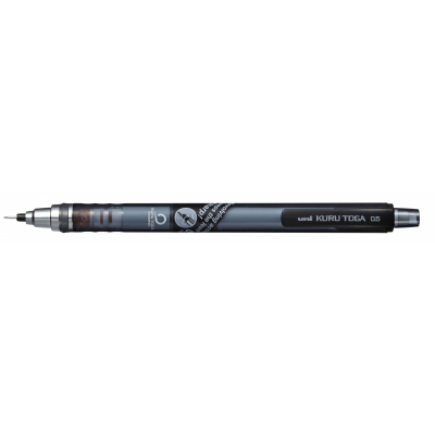 Uni-ball Kuru Toga M5-450T Portaminas - Ancho de Trazo 0.5mm - Sistema de Mina Giratoria - Goma de Borrar en el Pulsador - Color Negro
