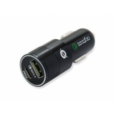 Conceptronic Carden 2 Cargador de Coche 1XUSB3.0 1XUSBC3.0 - Carga Rapida - 12-24V/DC - Color Negro