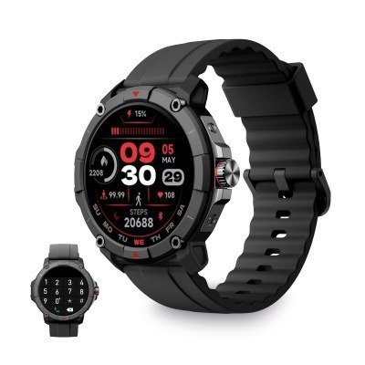 Ksix Smartwatch Compass GPS - Ritmo Cardiaco - Control de Sueño - Color Negro