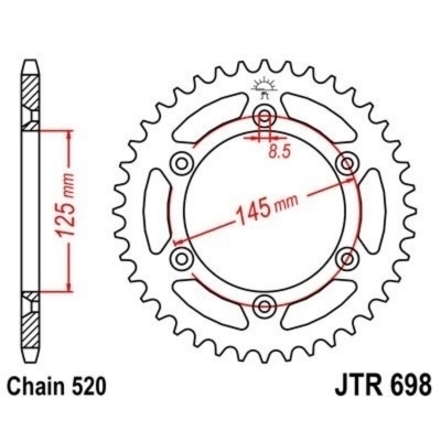 Corona JT 698 de acero con 39 dientes JTR698.39