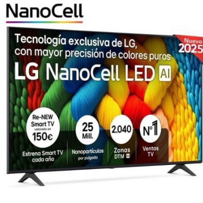 Televisor LG NanoCell 65NANO80A6B 65/ Ultra HD 4K/ Smart TV/ WiFi