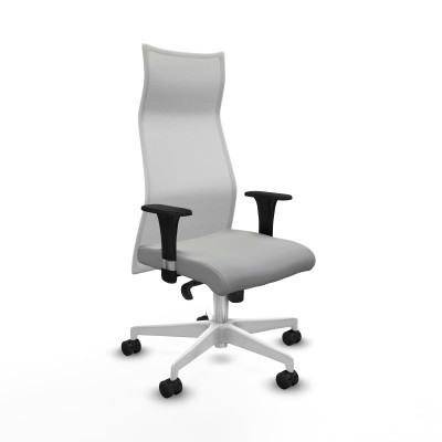 Albacete malla XL sincro malla blanca similpiel gris claro brazos 1D base blanca ruedas 65mm nailon