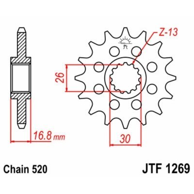 Piñón JT SPROCKETS acero estándar 1269 - Paso 520 JTF1269.16