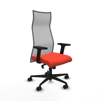 Albacete malla sincro malla gris bali naranja oscuro brazos 2D base nailon ruedas 65 mm nailon