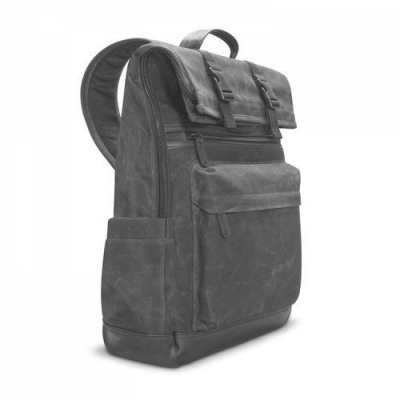 V7 Mochila élite CBXT16-CANVAS - Para potátil de hasta 15.6 - Diseño Rolltop de acceso rápido - Negro - Parte inferior resistente al agua - Resistente a la humedad - Algodón y lona encerada