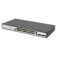 Digitus Conmutador Gigabit Ethernet Layer 2, 24 puertos, 2 puertos combinados RJ45/SFP y 2 puertos SFP Uplink