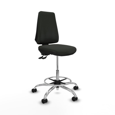 Taburete Elche AS bali negro base cromada ruedas 65mm nailon