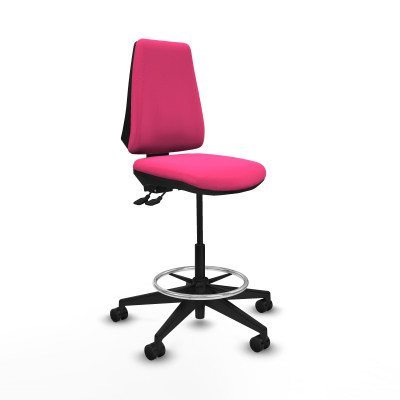 Taburete Elche AS similpiel rosa base piramidal ruedas 65mm nailon