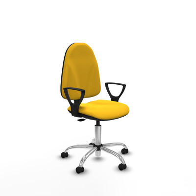 Algarra CP similpiel amarillo brazos fijos base cromada ruedas engomadas 50mm