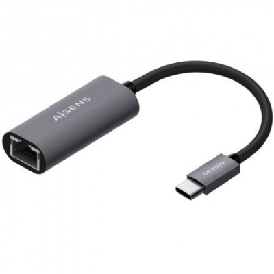 Adaptador USB Tipo-C Aisens A109-0709/ USB Tipo-C Macho - RJ45 Hembra/ 15cm/ Gris