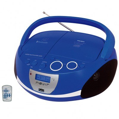 Radio cd mp3 portatil nevir nvr - 480ub azul - bluetooth