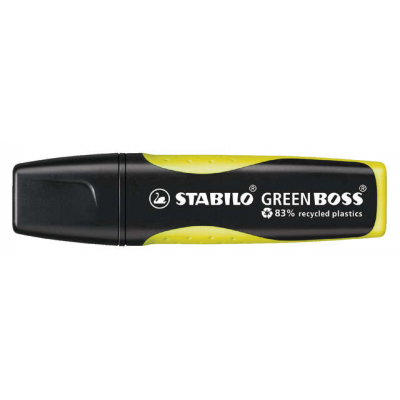 Stabilo Green Boss Marcador Fluorescente - Fabricado con un 83% de Plastico Reciclado - Trazo entre 2 y 5mm - Recargable - Color Amarillo