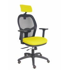 Piqueras y Crespo Silla Jorquera traslack malla negra asiento bali amarillo brazos 3D cabecero regulable