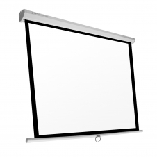 Pantalla manual videoproyector phoenix pared y techo 80p 1.4m x 1.4m posicion ajustable carcasa blanca tela super resistente PHPANTALLA-144