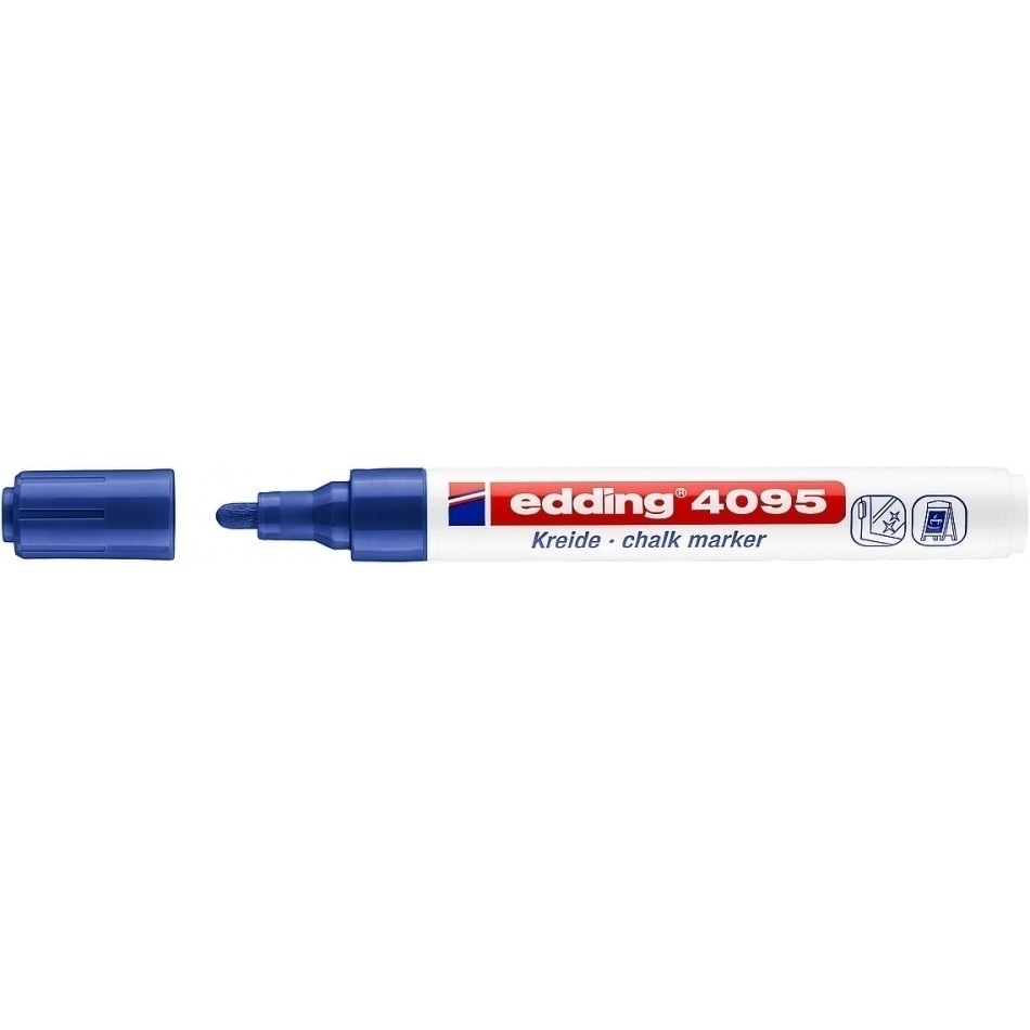 Edding 4095 Rotulador de Tiza Liquida - Punta Redonda - Trazo entre 2 y 3mm - Olor Neutro - Color Azul