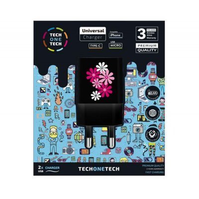 Cargador de Pared Tech One Tech Black Fower Power TEC2601/ 2xUSB/ 2.4A