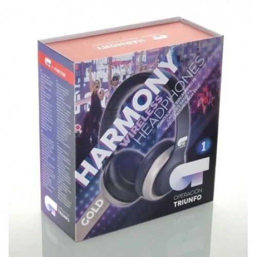 Auriculares Inalámbricos Fonestar Harmony-D OT/ con Microfono/ Bluetooth/ Negro y Dorado