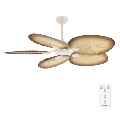 Cecotec EnergySilence Aero 5200 Palm Ventilador de Techo de 5 Aspas - 35W - Diametro de 52 - Mando a Distancia - Temporizador - 6 Velocidades - Modo Invierno - Altura Ajustable - Color Blanco