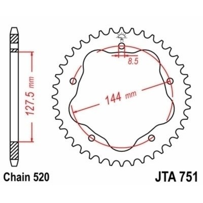 Corona JT SPROCKETS aluminio ultraligera 751 - Paso 520 JTA751.40