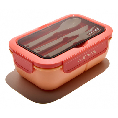 LUNCHBOXSPF fiambrera Táper 1,1 L Plástico Negro, Durazno 1 pieza(s)